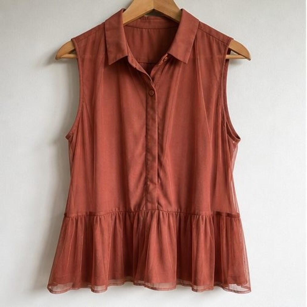 Rust Pleated Blouse